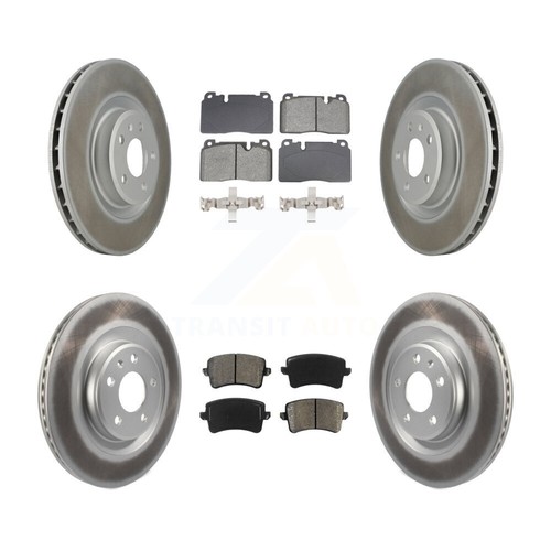 Coated Disc Brake Rotors And Semi-Metallic Pads Front Rear Kit For Audi Q5 - Picture 7 of 9