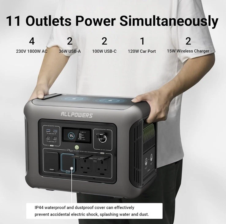 ALLPOWERS R1500 1800W Portable Power Station 1152Wh LiFePO4 for Home Camping RV - Image 4 of 4