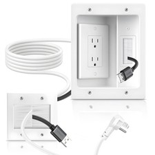 in Wall Cable Management Kit with Recessed Tv Outlet Box-Two-Hole Socket, 9ft...