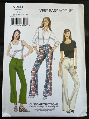 UNCUT Vogue V9181 Misses Below Waist, Boot Legged Pants (6-22)Sewing Pattern - Picture 5 of 8