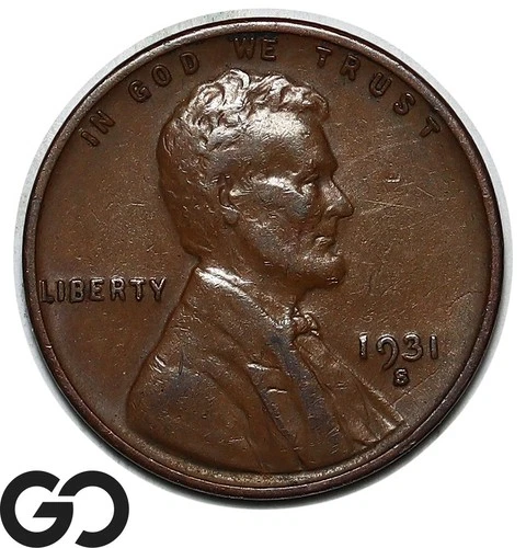1931-S Lincoln Cent Wheat Penny, Semi-Key Date, Choice AU