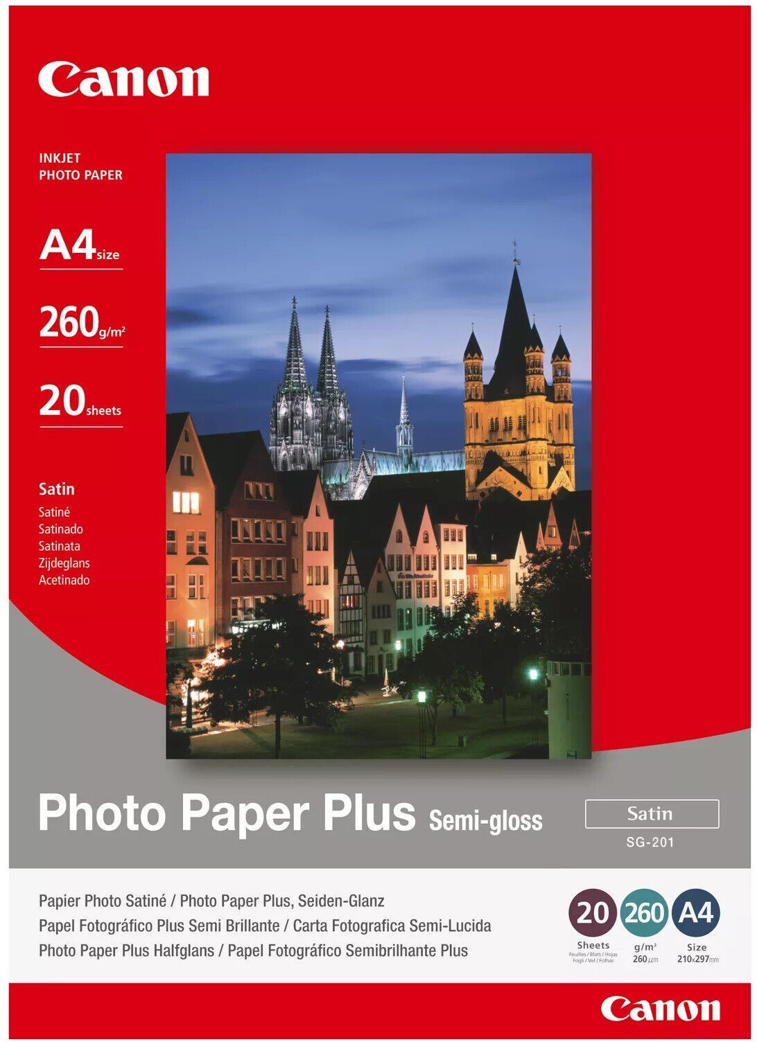 Canon SG-201 Semi-Gloss Photo Paper Plus A4 (20 Sheets) - Satin A4, White - Image 2