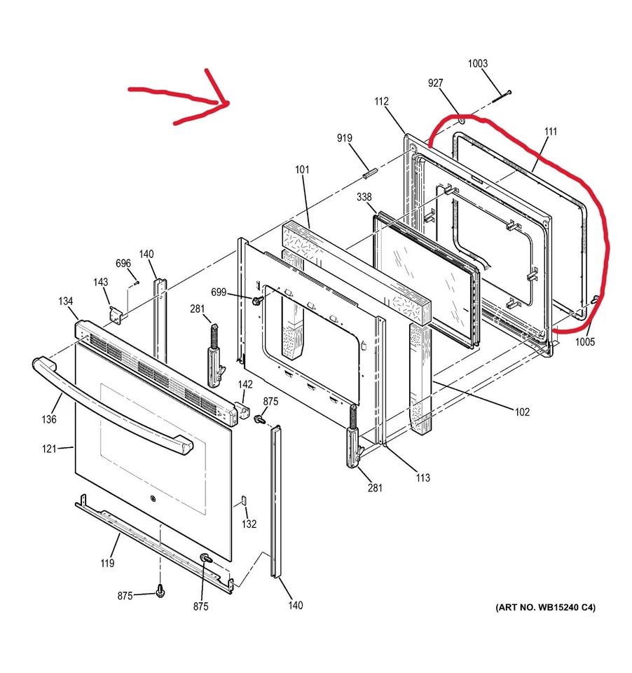 Прокладка двери духовки GE 30 дюймов серая WB04T10086 WB04T10001 - Изображение 2 из 2