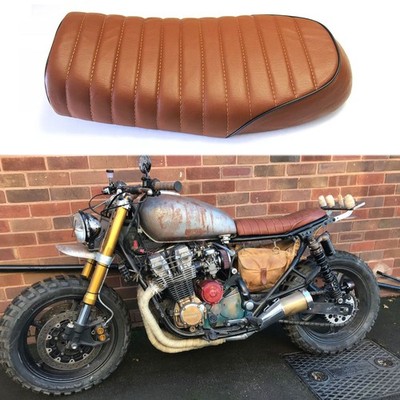 For Honda CB750 CX500 CM500 Brown PU Retro Cafe Racer Driver Seat Flat Saddle