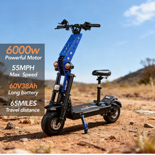 6000W Powerful OffRoad Full Suspension Electric Scooter Dual Motor 55MPH 60V38AH