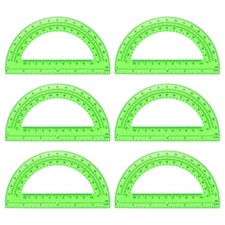 Plastic Protractor, 6 Pack Protractors 6 Inch 180 Degrees Geometry Tool, Green