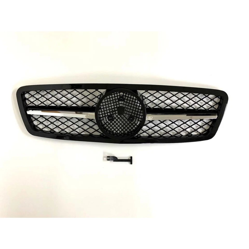 Front Bumper Grill C63 Style Black Grille Fit 2001-07 Mercedes Benz W203 C-Class — 第 2/3 张图片