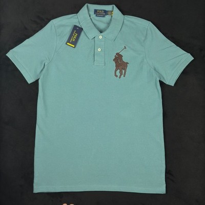 Polo Ralph Lauren Men's Cotton Short Slvs Polo Shirt Leather Patch Color M.Green