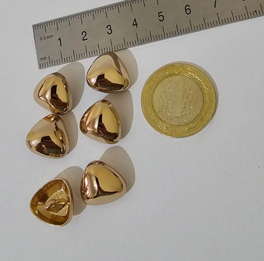 Metal Gold Buttons 16 mm Special design. Footed Metal Gold Button. 10 Pieces - Image 3 of 4
