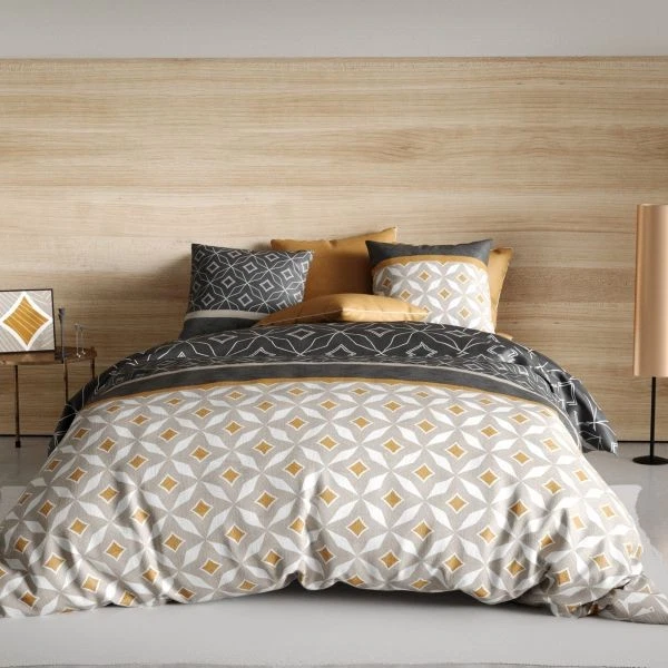 Housse de couette 240x260 cm + 2 taies d'oreiller 63x63 cm Coton 57 fils Ota - Photo 1/4