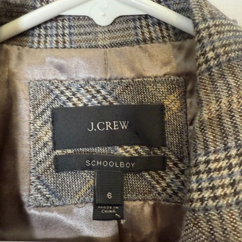 J.Crew Schuljungen Blazer Damen 6 grau Fischgrät kariert Zweiknopf Sakko - Bild 2 von 12