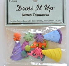 Party Hats / Dress It Up Button Treasurers / Shank Back Craft Buttons