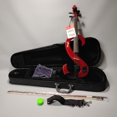 NEW Stagg EVN 4/4 S-Shaped Electric Violin Metallic Red W/ Case Bow