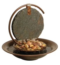 Indoor Tabletop Waterfall Moon Fountain, Home Soothing Rain Sound Meditation