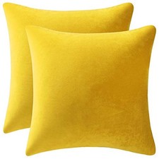 Couch Pillow Covers 20x20: 2 Pack Cozy Soft Velvet 20" x 20" Pack of 2 Yellow