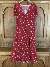 Reformation Locklin midi dress 10 M Cassia red daisy floral button front V neck