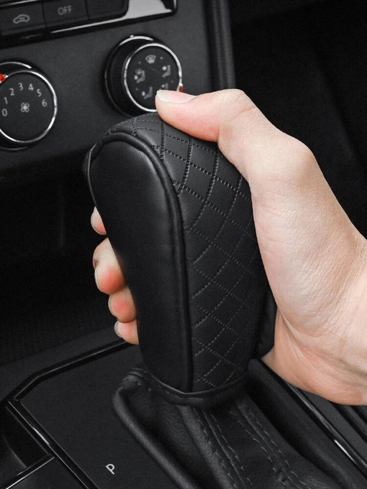 Car Hand Gear Shift Knob Cover PU Leather No Slip Protector Car Accessories - Image 3 of 4