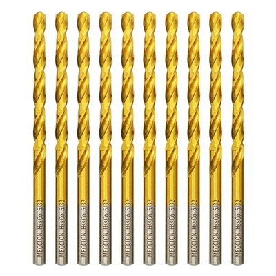Cobalt Drill Bits 5/32 in. x 2-7/8 in. x 10pcs M35 Cobalt Titanium Nitride Co...