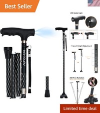 Folding Walking Cane with LED Light for Women  Men - Foldable, Adjustable, C...