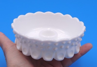 Vintage ?Fenton? White Milk Glass Hobnail Candle Stick Holder Cottage Unmarked