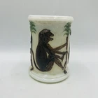 Eapg Duncan Pa Milk Glass Spooner Painted Monkey Tree Pattern