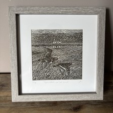 Original limited edition lino print / linocut Print of Oyster Catchers