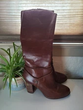 UGG Neoma Brown Leather Knee High Heeled Boots Women's Size 8.  83