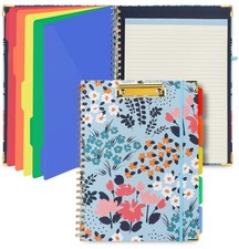 Spiral Clipboard Folio with Refillable Lined Notepad, 5 Extra Folders, 10 Poc...