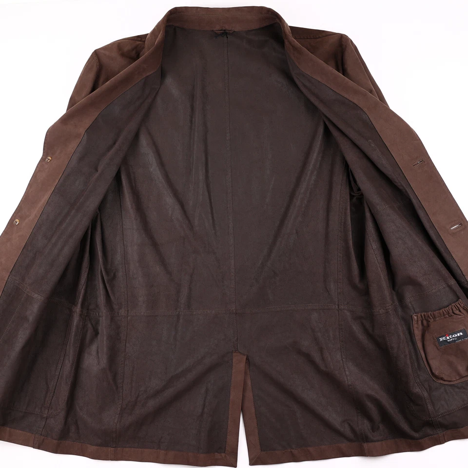 ТЕКУЩИЙ $7,995 Kiton кожи легкий нашивка карман куртка США 46R - Изображение 3 из 4