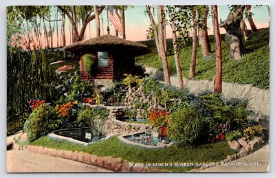 Pasadena California~Keep Off The Grass~Flag Over Gazebo~Busch's Sunken Gardens