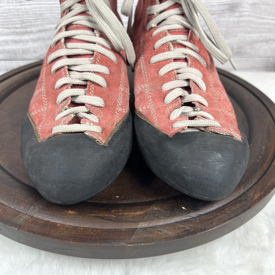 Sapatos de Escalada Asolo Entrada Mid Top Feminino Camurça Vermelha 6905 Fabricado na Itália Tamanho 6.5 - Imagem 4 de 4