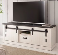 Tv Lowboard Fernseher Unterschrank Weiß Pinie Landhaus 160 Cm Soft-Close Stove