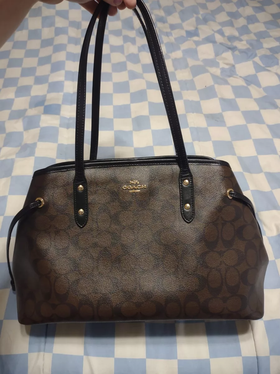 Coach Drawstring Signature Drawstring Carryall Shoulder Bag Brown Pre owned