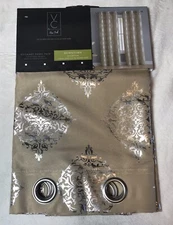 VCNY Home Aria Printed Panel Pair 38" x 108", Gold & Silver New 