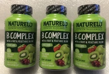 (Lot Of 3) Naturelo B Complex 120 Vegetarian Capsules (360 Cap. Total) NEW!