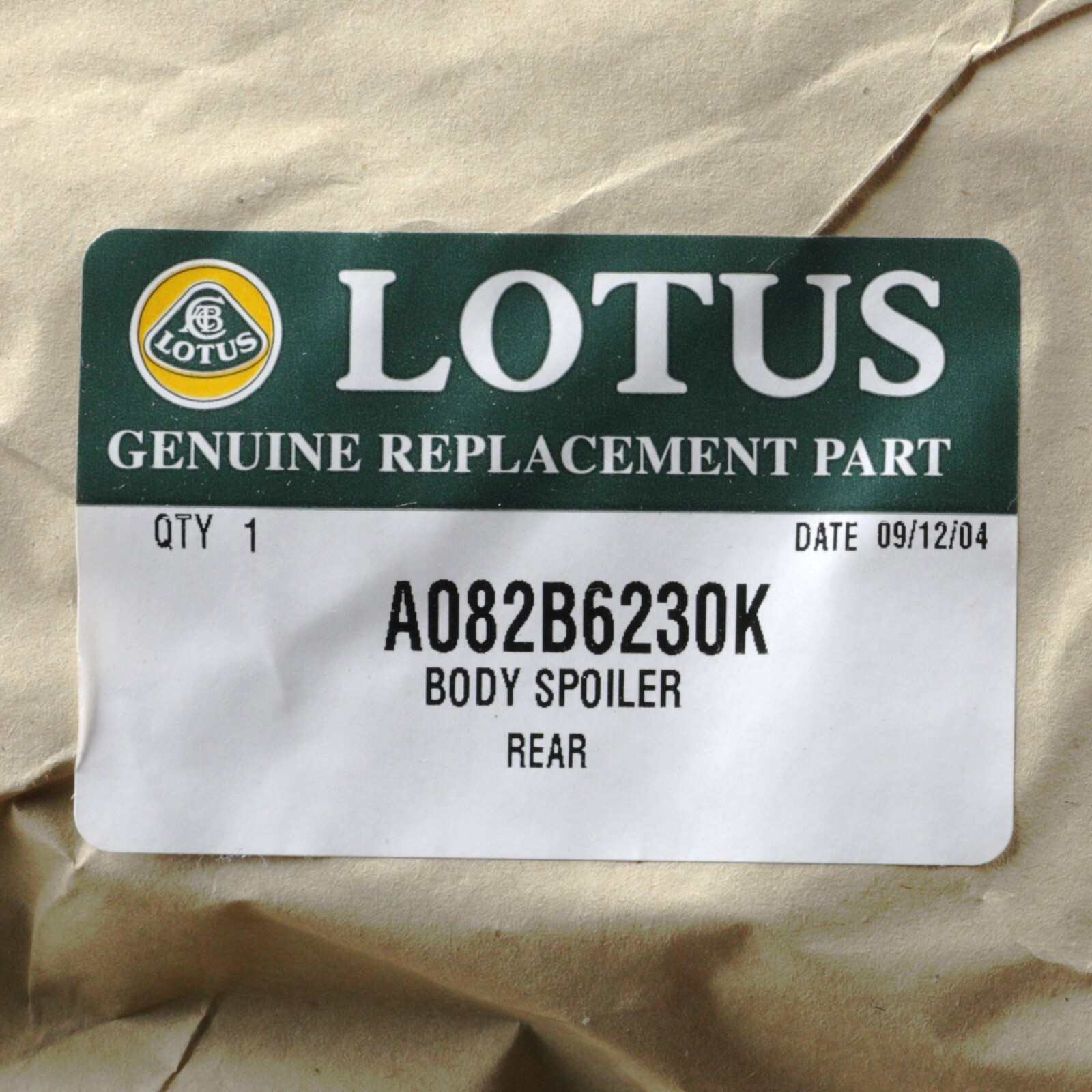 GENUINE LOTUS SPOILER REAR BODY OEM NEW A082B6230K