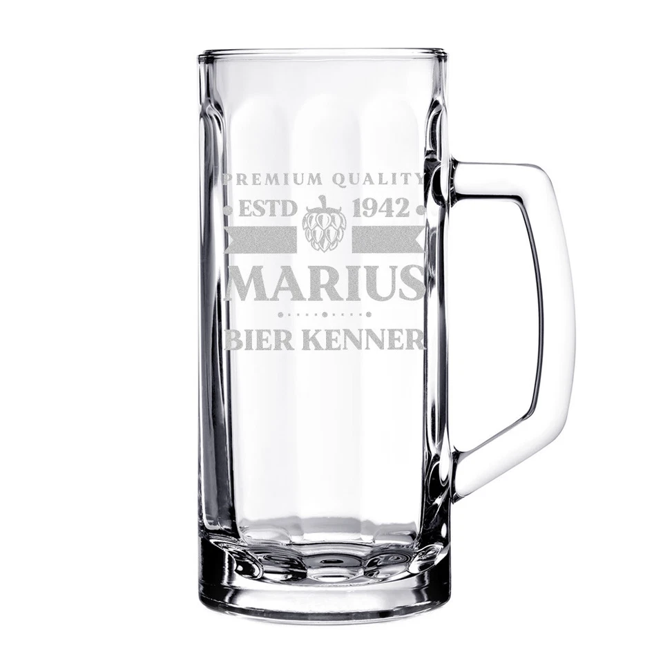 Chope à Bière en Verre 0,5 Litre avec Gravure - Cadeau pour Hommes - La de - Photo 4/4