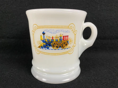 wearableartbyrella Vintage Avon Milk Glass Shaving Mug Cup Railroad Train