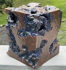 Amazing Unique Vintage MCM Redware Pottery Cube Cuboid Studio Sculpture Retro