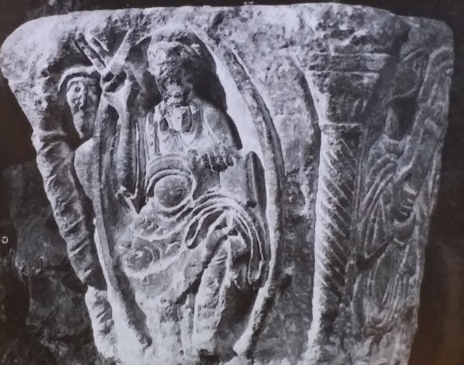 11th c. Capital from Saint-Germain-des-Prés, Paris, Magic Lantern Glass Slide