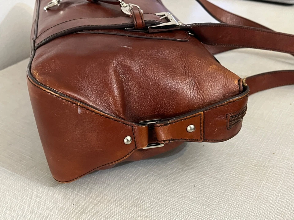 Etienne Aigner Handbag Genuine Leather Cognac Brown Shoulder Bag Purse Vintage - Image 4 of 4