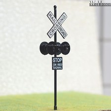 4 piezas Señales de cruce ferroviario escala O 4 cabezales LED hechas + intermitente de placa de circuito