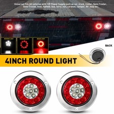 Round Trailer Truck Tail Lights 16-led Stop Brake Back Up Running Reverse Lamp