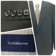 Croft Barrow Men's Navy Blue Blazer Sport Coat Sz 44R 2 Button Vent 0390