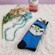 NWT Mandalorian Starwars Boy o Girl Blue Socks Size 6-12 NWT