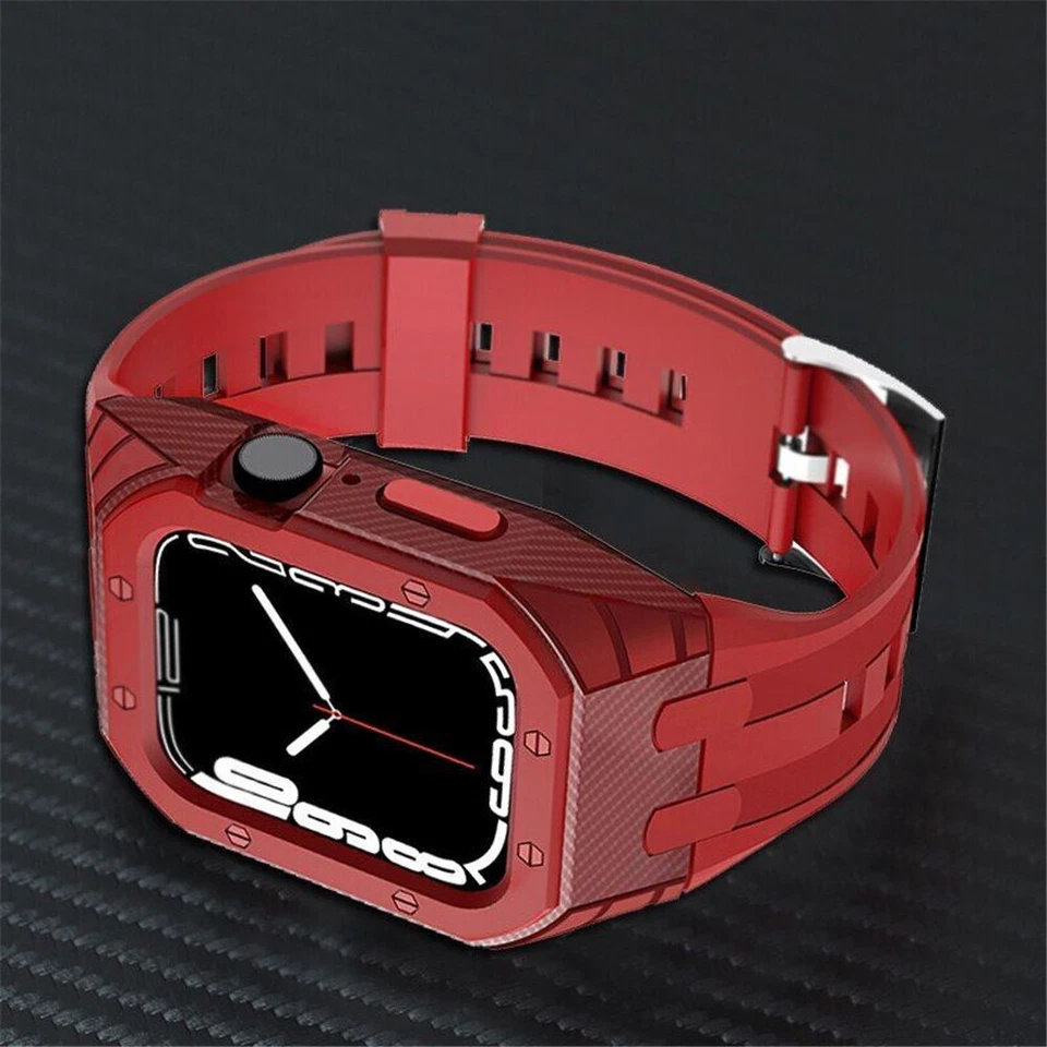 For Apple Watch Series 9 8 7 6 5 Silicone Mod Kit Protective Band Bracelet Strap - Image 2 of 4