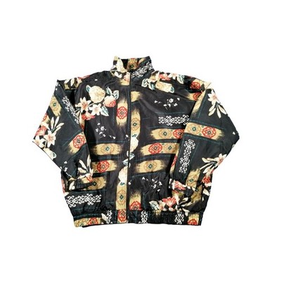 Azteken Blumen Shell Jacke XL gefüttert Full Zip Vintage 90er Festival Retro