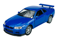 Welly Nissan Skyline GT-R R34 Blau 1:34 Die Cast Metal Model Neu Im Kasten