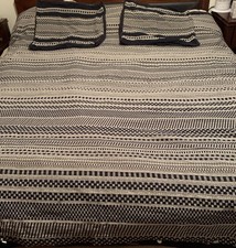 West Elm Black Ikat Tribal Cotton King Duvet Set 2 Euro Shams Heavy