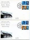 1966 ROBERT BURNS ORD.+PHOS. GREAT BRITAIN QE2 ILLUS. FDC x2 ALLOWAY PMKS VGC